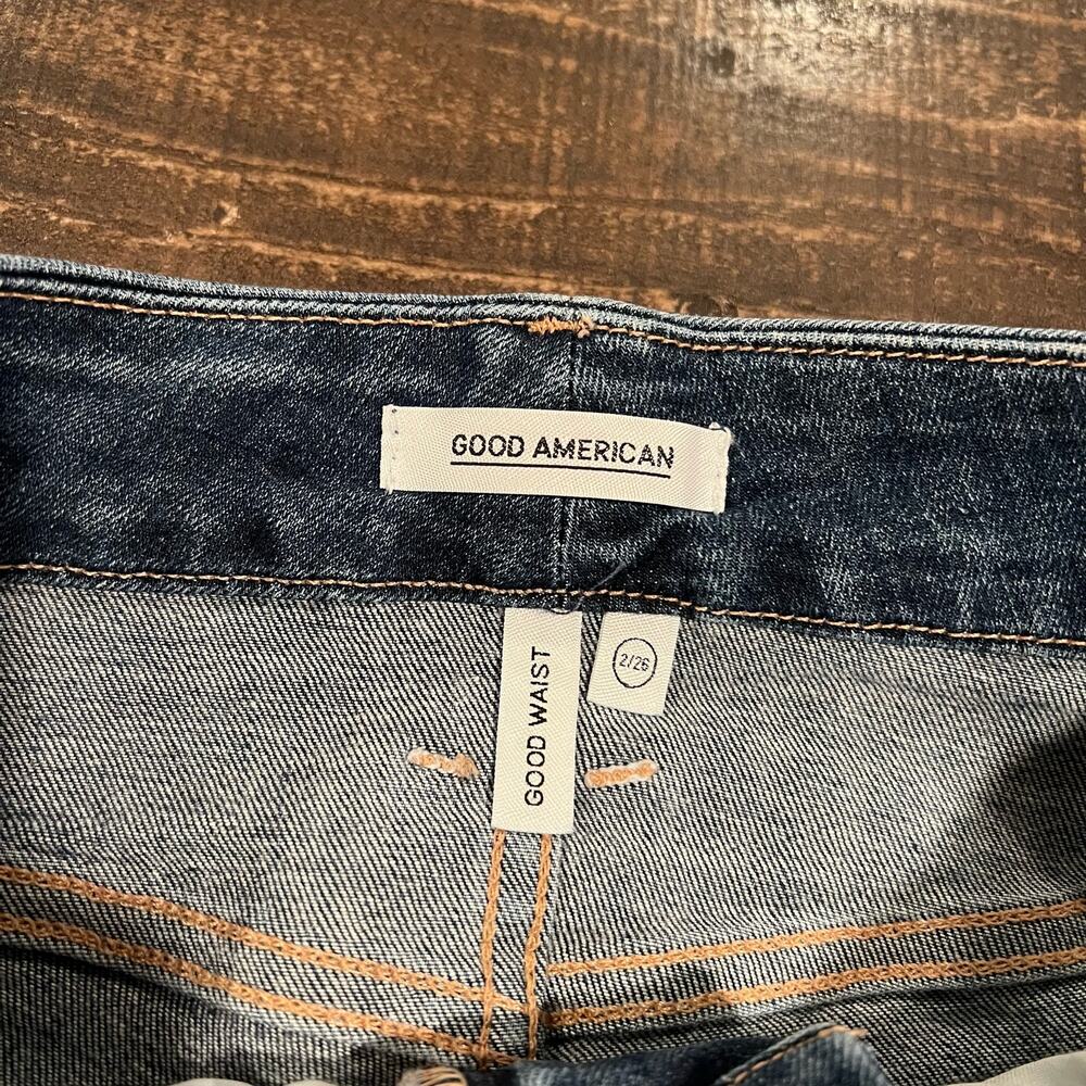 Good American Good Waist Chewed Hem Skinny Jeans Blue 349 - Picture 6 of 8